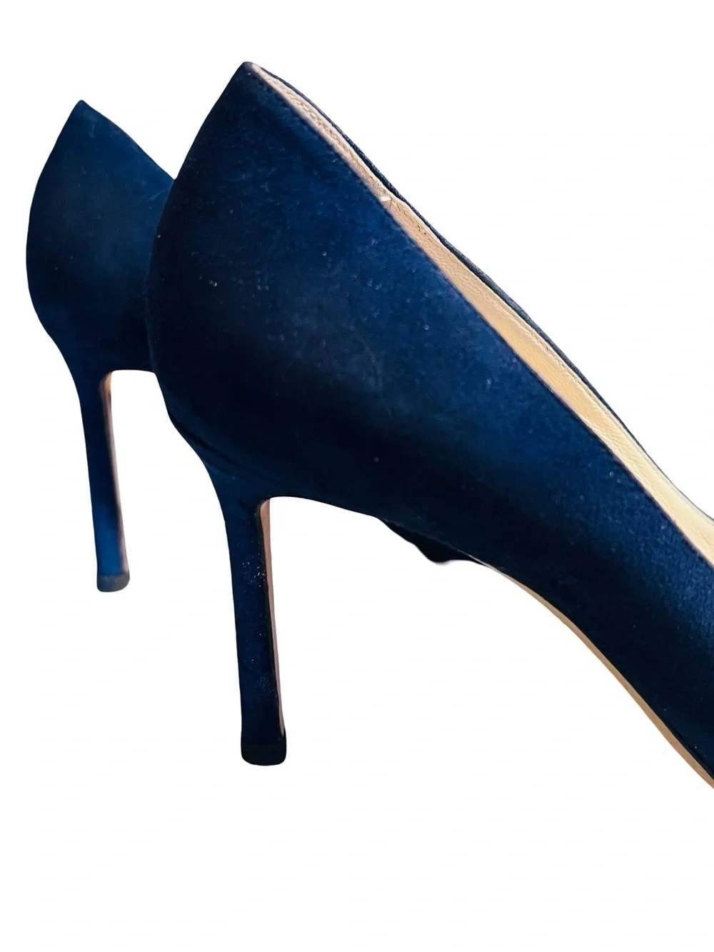 Jimmy Choo Women’s Sz 8.5 Navy Blue Suede Romy 85 Pointed Toe Heels